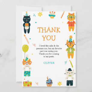 Funny Cats Three 3rd Birthday Thank You cards