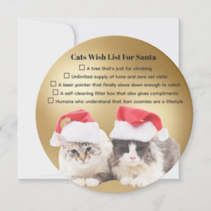 Funny Cats Wish List for Santa Holiday Card