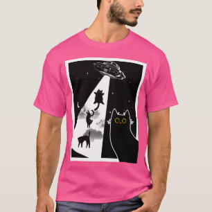 Funny Cats With Alien Ufo Spaceship. Funny Cat Lov T-Shirt