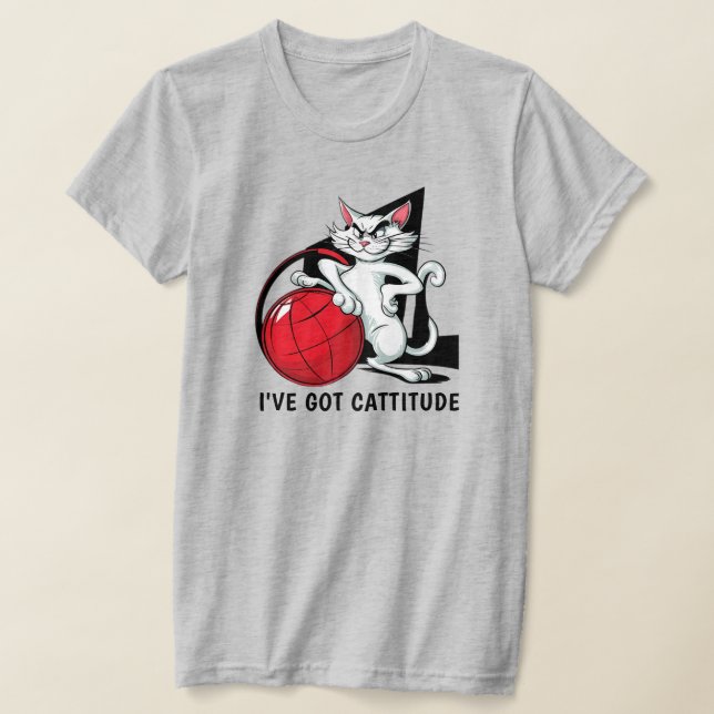 Funny Cattitude Cat T-Shirt (Laydown)