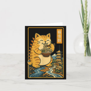 Funny Catzilla Anime Ramen Japanese Cat Men Women  Card