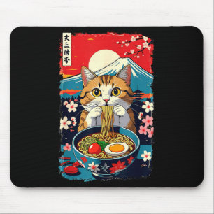 Funny Catzilla Anime Ramen Japanese Cat Men Women Mouse Mat