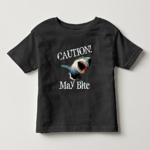 Funny "Caution! May Bite" with Scary Shark Toddler T-Shirt