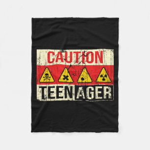 Funny Caution Nager 13th Birthday Cool Boys Girls Fleece Blanket