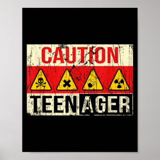 Funny Caution Nager 13th Birthday Cool Boys Girls Poster