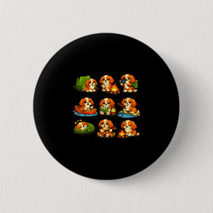Funny cavalier camping cute dog hiking camper 6 cm round badge