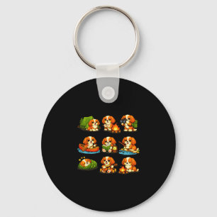 Funny cavalier camping cute dog hiking camper key ring