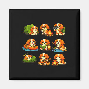 Funny cavalier camping cute dog hiking camper magnet