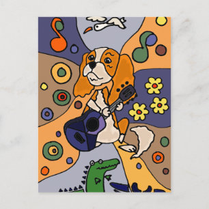 Funny Cavalier King Charles Spaniel Dog Abstract Postcard
