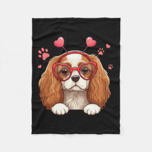 Funny Cavalier King Charles Spaniel Heart Headnd V Fleece Blanket