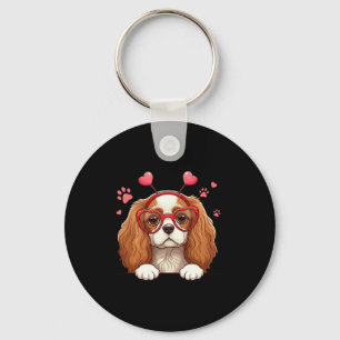 Funny Cavalier King Charles Spaniel Heart Headnd V Key Ring