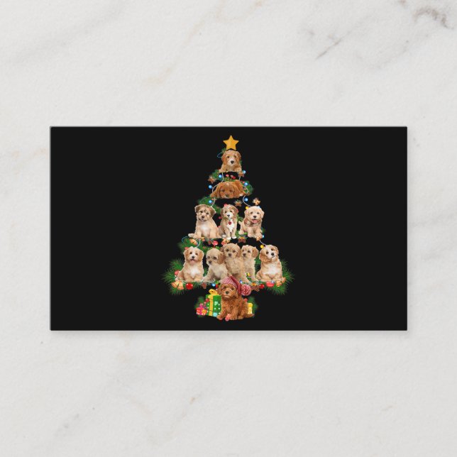 Funny Cavapoo Dog Merry Christmas Tree Cavapoo Lov Business Card (Front)