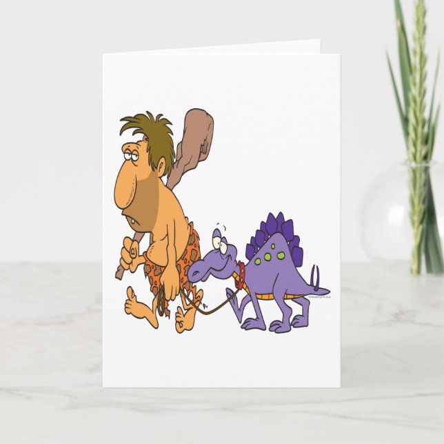 funny caveman and pet dinosaur card (Front)