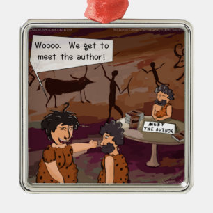 Funny Caveman Author "Meet The Author" Metal Tree Decoration