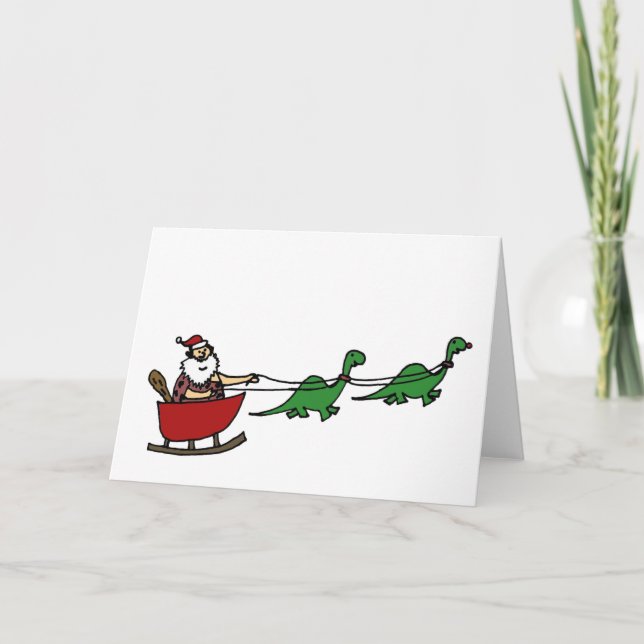 Funny Caveman Santa Claus Holiday Card (Front)