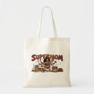  Funny Cavewoman Super Mum Multi Tasking Retro  Tote Bag