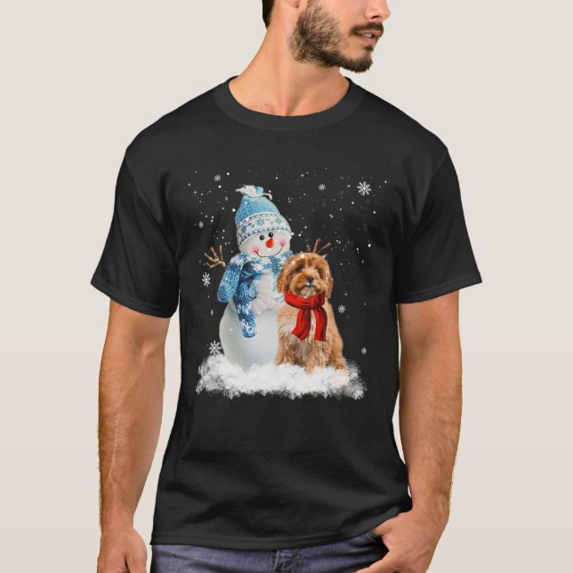 Funny Cavoodle Christmas Snowman Christmas Pajama T-Shirt (Front)