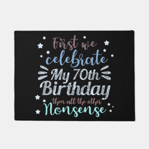 funny celebrating the 70th birthday doormat
