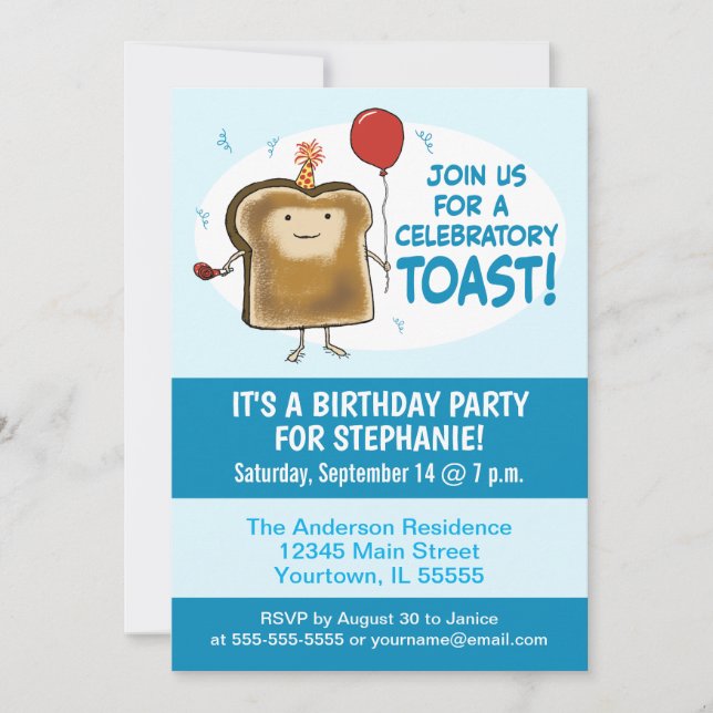 Funny Celebratory Toast Birthday Party Invitation (Front)