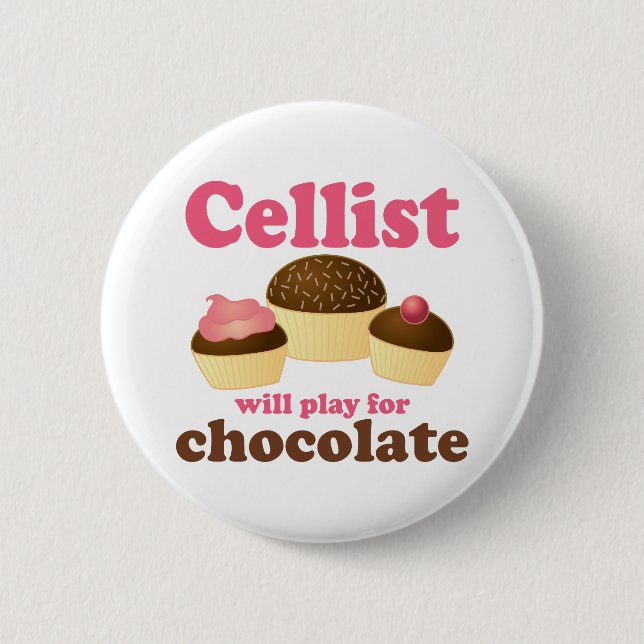 Funny Cello Chocolate Design 6 Cm Round Badge (Front)