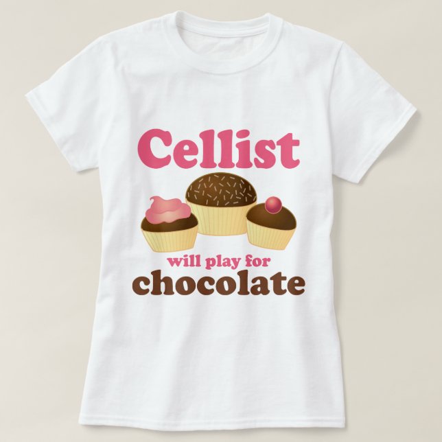 Funny Cello Chocolate Design T-Shirt (Design Front)
