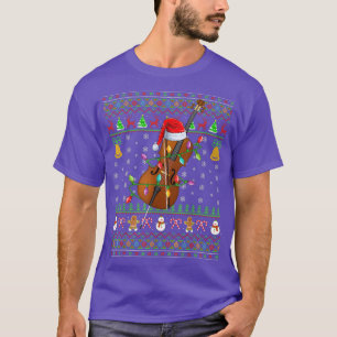 Funny Cello Music Lover Xmas Santa Hat Cello Ugly T-Shirt