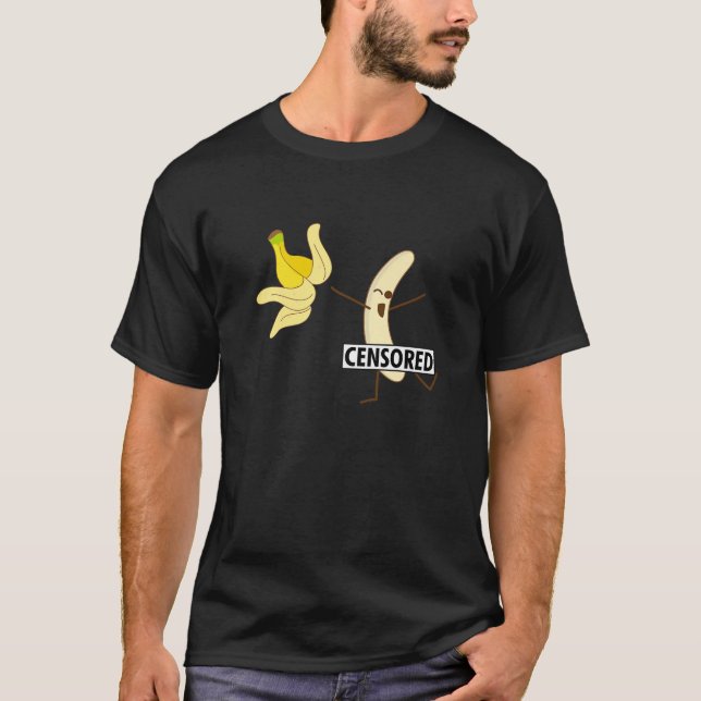 Funny Censored Banana Peel Strip Tee For Cute Boy  (Front)
