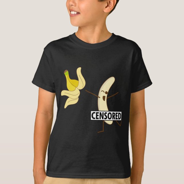 Funny Censored Banana Strip For Cute Peel Boy And  T-Shirt (Front)