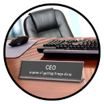 Funny CEO Desk Name Plates<br><div class="desc">Funny company CEO desk name plates with humorous saying and simple classic black and white design template you can customize online if you want to change any of the text.</div>
