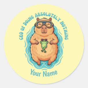 Funny CEO of Doing Nothing Capybara Classic Round Sticker