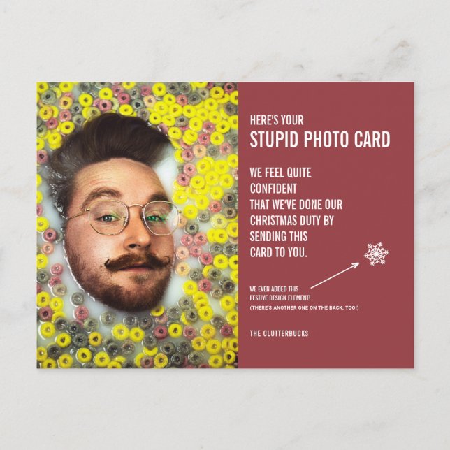 Funny Cereal Christmas Stupid Photo Card Postcard (Front)
