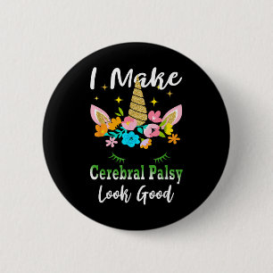 Funny Cerebral Palsy Awareness Unicorn Green 6 Cm Round Badge
