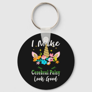 Funny Cerebral Palsy Awareness Unicorn Green Key Ring