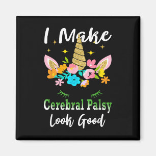 Funny Cerebral Palsy Awareness Unicorn Green Magnet