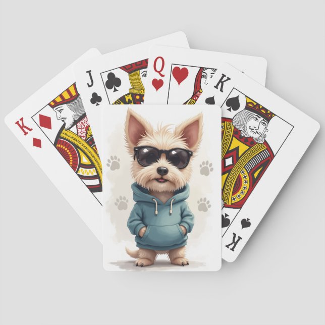 Funny Cesky Terrier Kawaii Dog Playing Cards (Back)