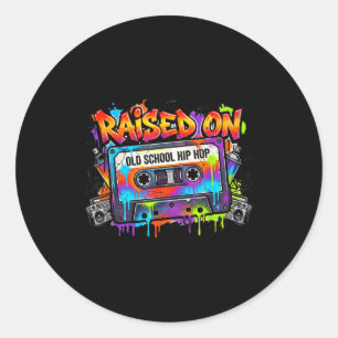 Funny Cette Graffiti 80s 90s Raised On Old School  Classic Round Sticker