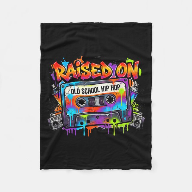 Funny Cette Graffiti 80s 90s Raised On Old School  Fleece Blanket (Front)