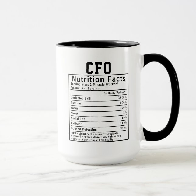 Funny CFO Nutrition Facts Gift For Chief Financial Mug (Right)