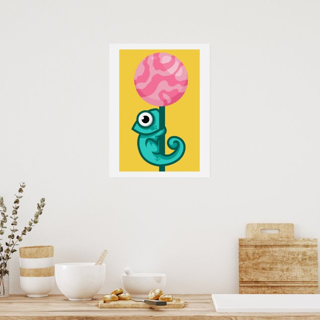 Funny Chameleon- Cute Animal Playroom Poster (Kitchen)