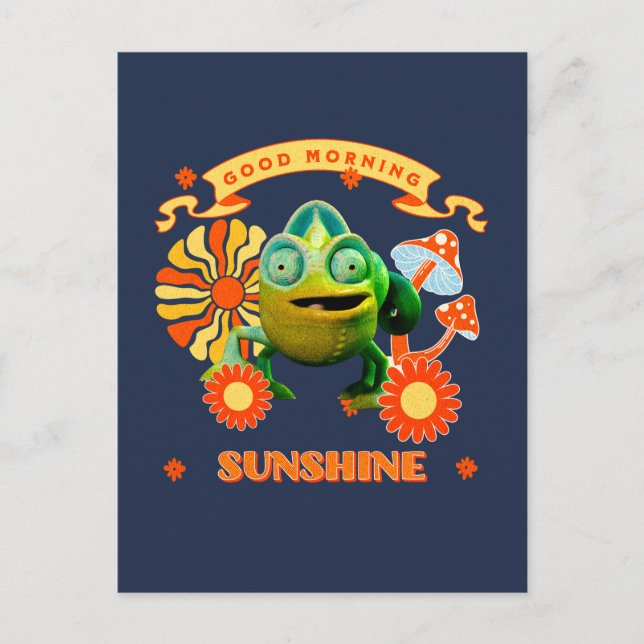 Funny Chameleon Good Morning Sunshine Retro Art Postcard (Front)