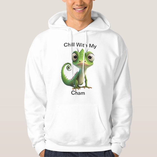 Funny Chameleon Pocket Hoodie – Cute Reptile Lover (Front)
