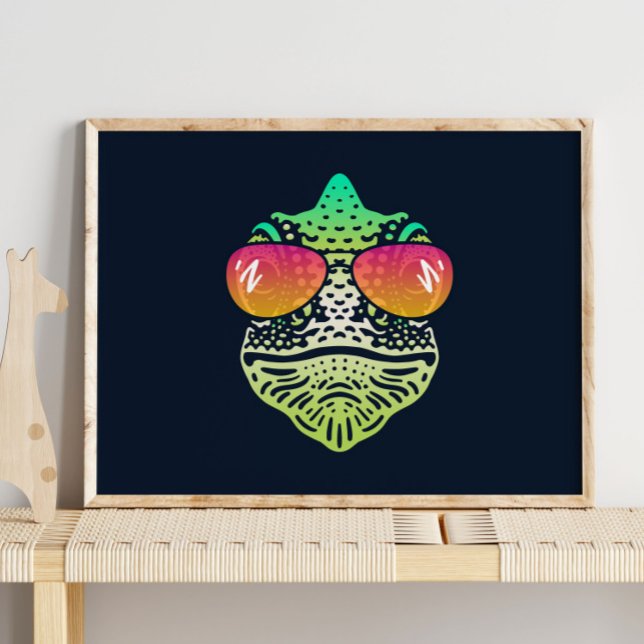 Funny Chameleon | With Sunglasses Wall Print (Creator Uploaded)