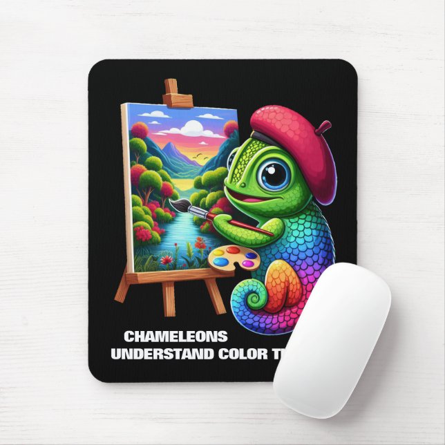 Funny Chameleons Understand Colour Theory Mouse Mat (With Mouse)