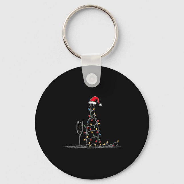 Funny Champagne Christmas Graphics Lights Lover Dr Key Ring (Front)