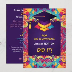 Funny Champagne & Confetti Bash Invitation