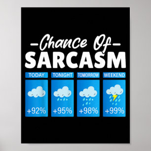 Funny Chance Of Sarcasm Humour Funny Men Sarcastic Poster