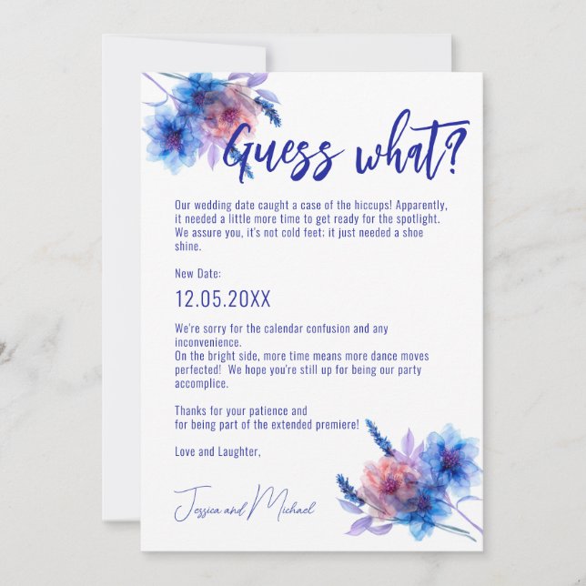 💍Funny  Change Date Pastel Whispers Meadows  Save The Date (Front)