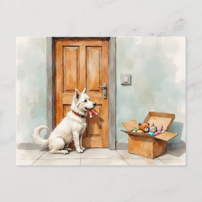 Funny Change of Address from White Dog Postcard (Front)