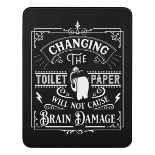 funny changing toilet paper word art door sign