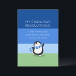 Funny Chanukah Hanukkah Resolution Holiday Card<br><div class="desc">This Hanukkah / Chanukah let our cute whimsical Penguin bring a smile to someone you love. With a silly - zany list of resolutions ( that can even be edited- if you choose.) Add your personal greeting on the reverse. After all, the best gift is the gift of laughter! Need...</div>